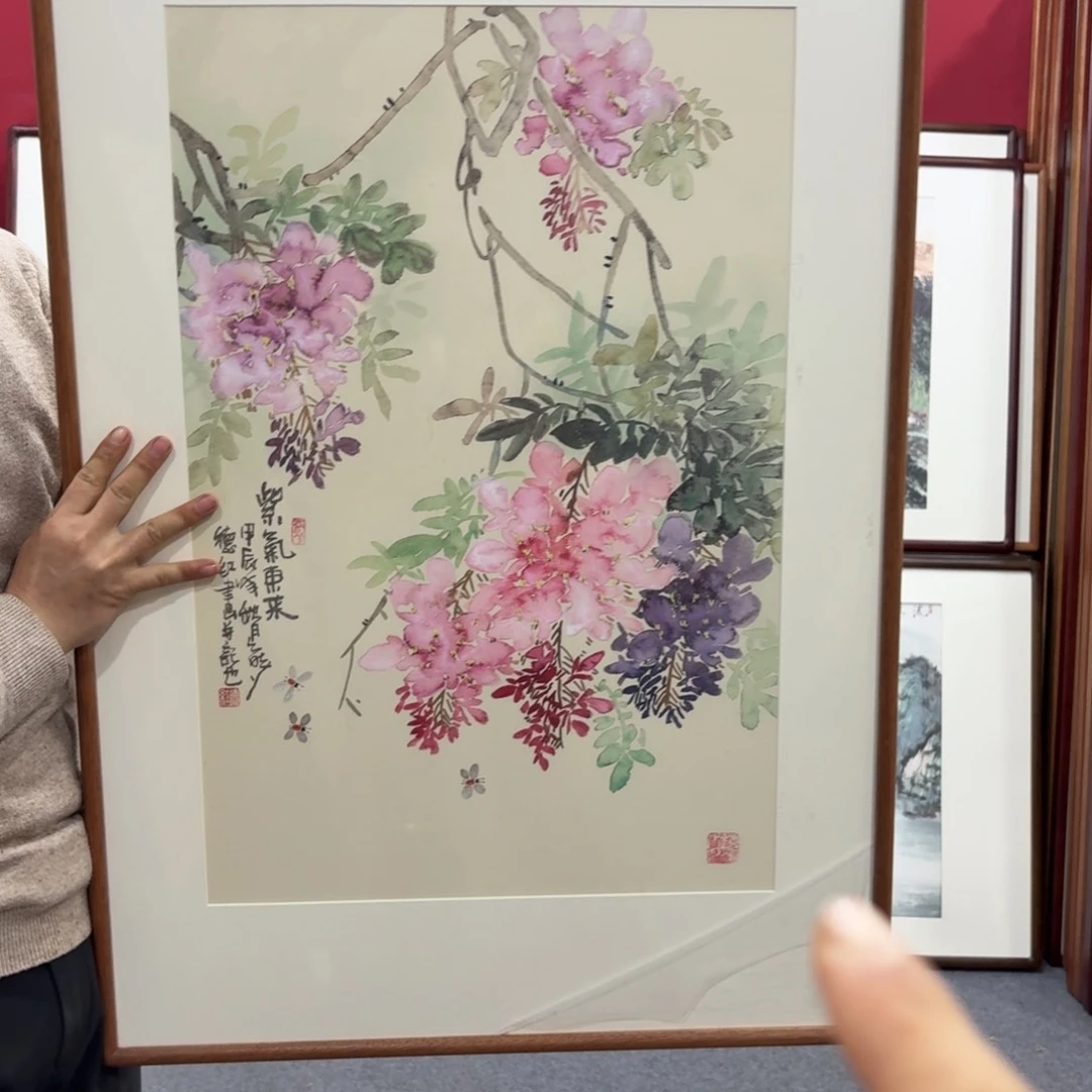 国画手绘作品带框60成90