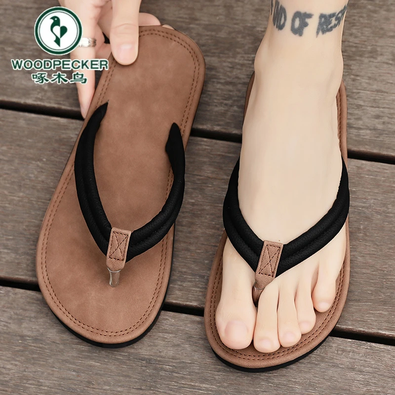 【啄木鸟】正品人字拖男夏季外穿防滑防臭拖鞋男士越南夹脚沙滩凉拖