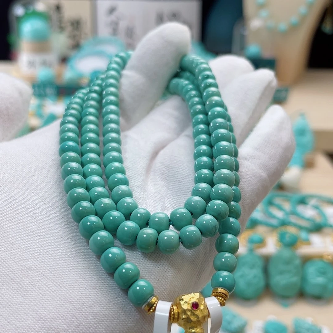 绿松石珠宝奇石18K金镶嵌