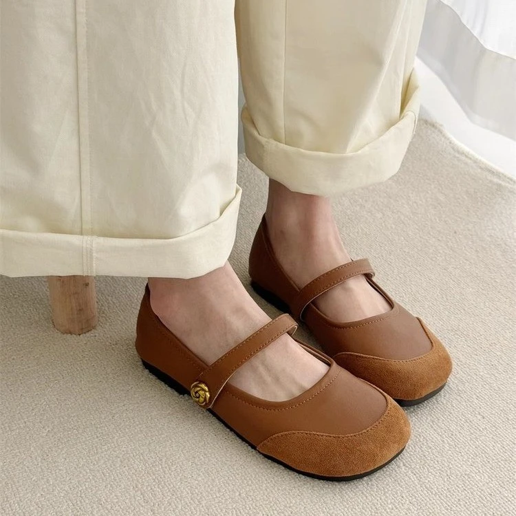 山茶花软底单鞋女2025夏季新款圆头显瘦时尚百搭芒果头玛丽珍女鞋