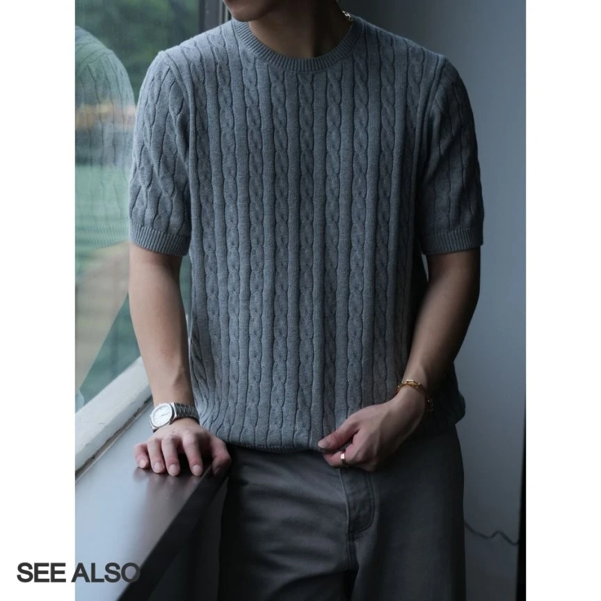 SEE ALSO『12针绞花纹』老钱新贵松弛针织圆领短袖商务休闲舒适T恤