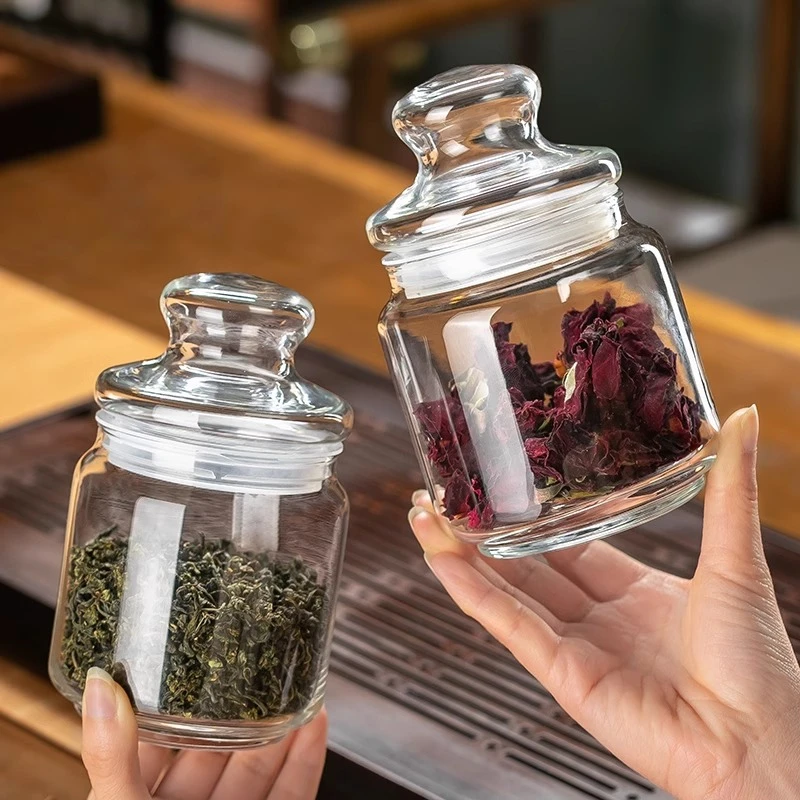 密封罐玻璃带盖茶叶罐加厚家用防潮大号茶叶储存罐便携密封储物罐