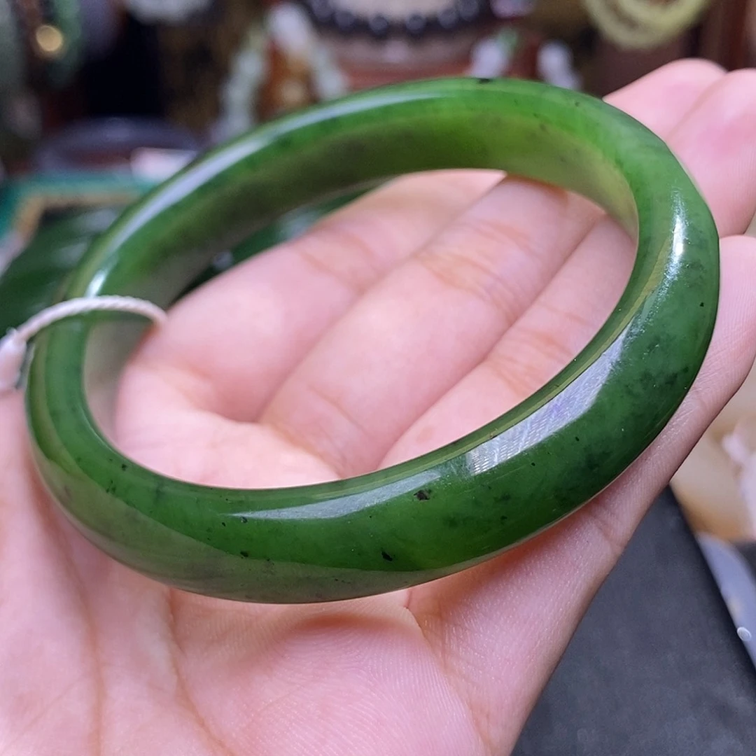 和田玉未镶嵌颈饰59.3碧玉菠菜绿老矿料手镯