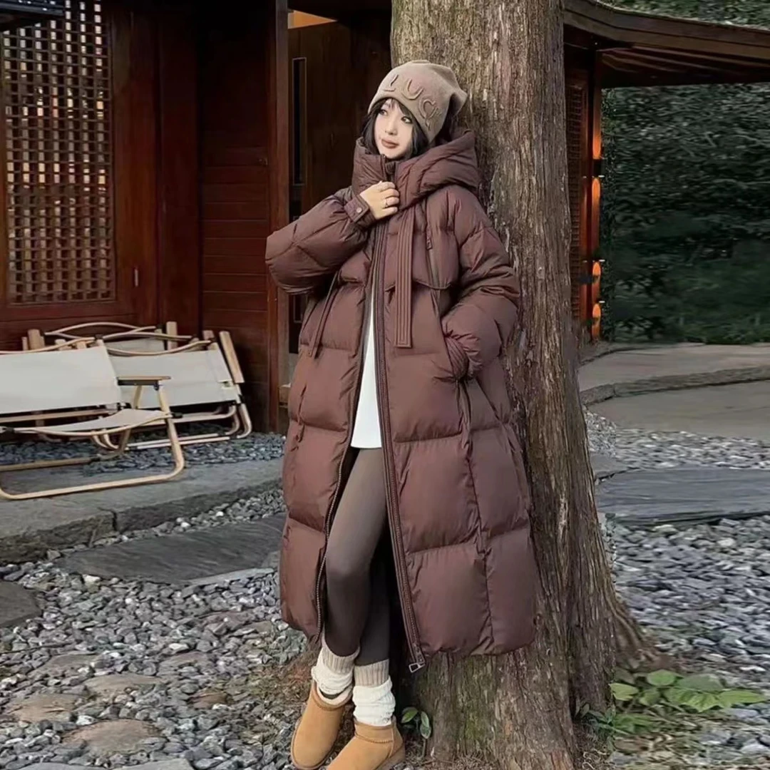 2024冬季加厚棉服女长款过膝韩版宽松面包服