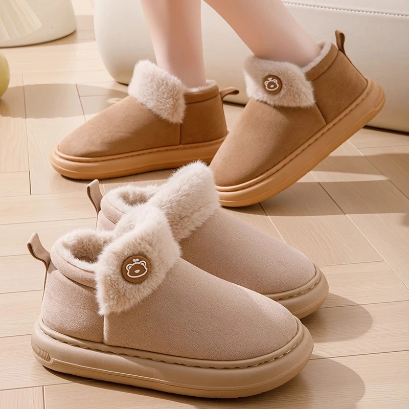 2025新款软底外穿超暖冬季加绒加厚棉鞋防滑厚底小增高高帮包跟