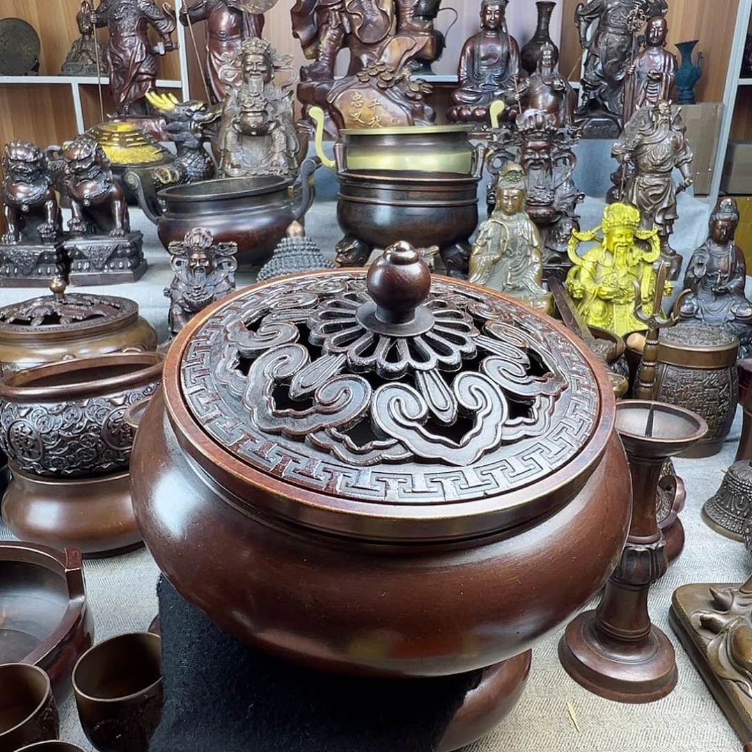 铜香炉一套家用供奉炉