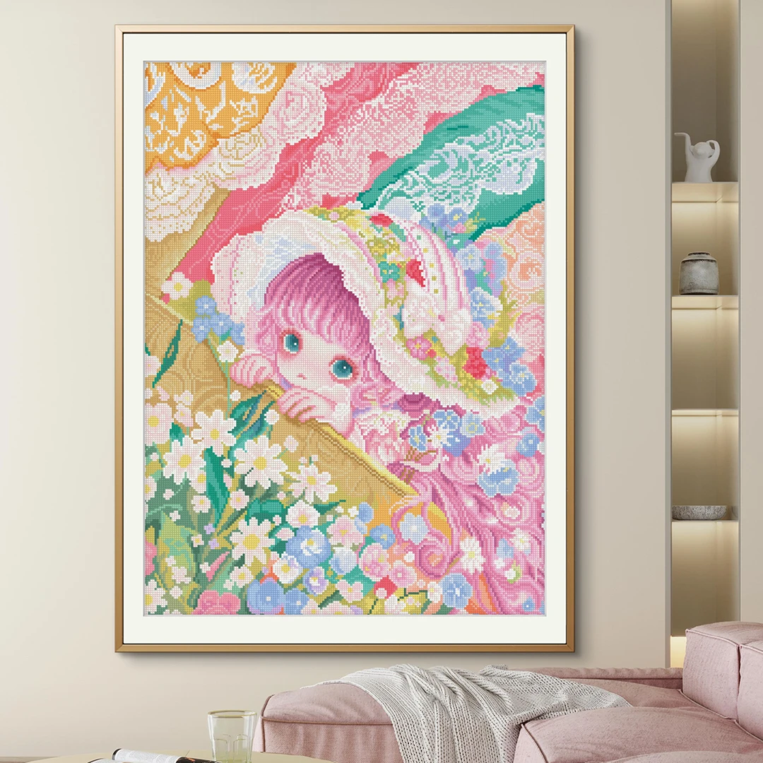 慕雪家定制十字绣：新疆长绒棉美少女大格4股线65✖️85(55色）
