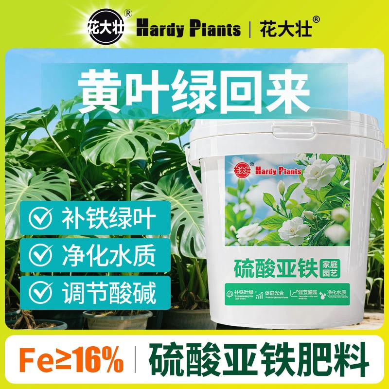 家庭园艺硫酸亚铁喜酸植物防黄叶栀子茉莉增绿水溶硫酸亚铁肥料