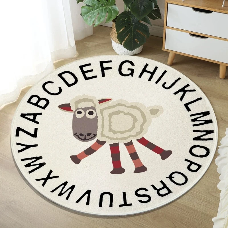 【同款低价】卡通圆形床边毯仿羊绒吸水防滑地毯可机洗