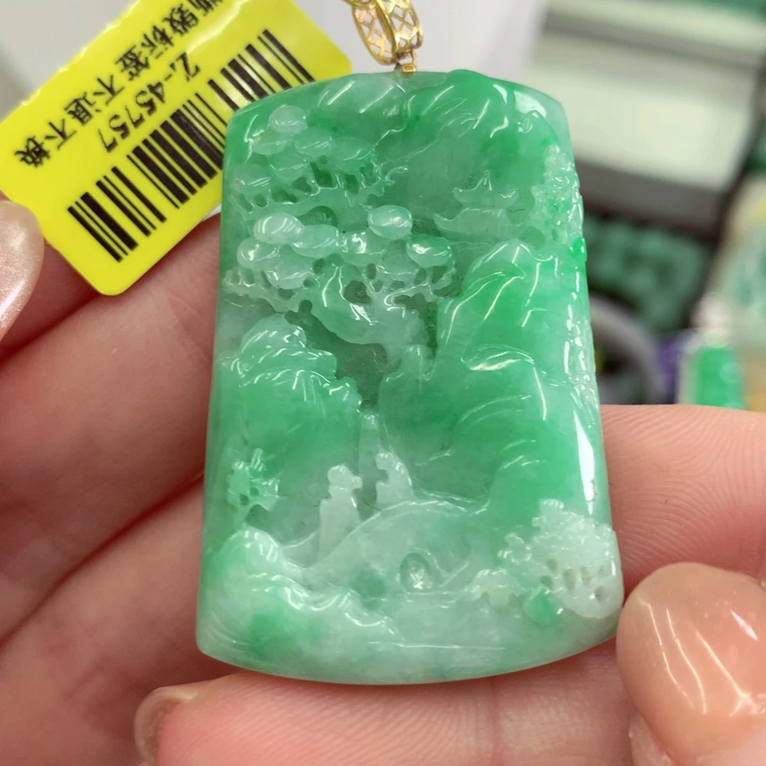 翡翠18K金镶嵌吊坠(不含链)