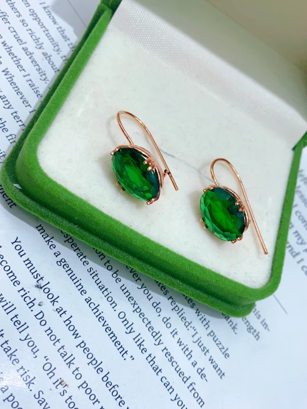 合金玻璃耳饰 绿色妈妈款耳环 bak qiraylik