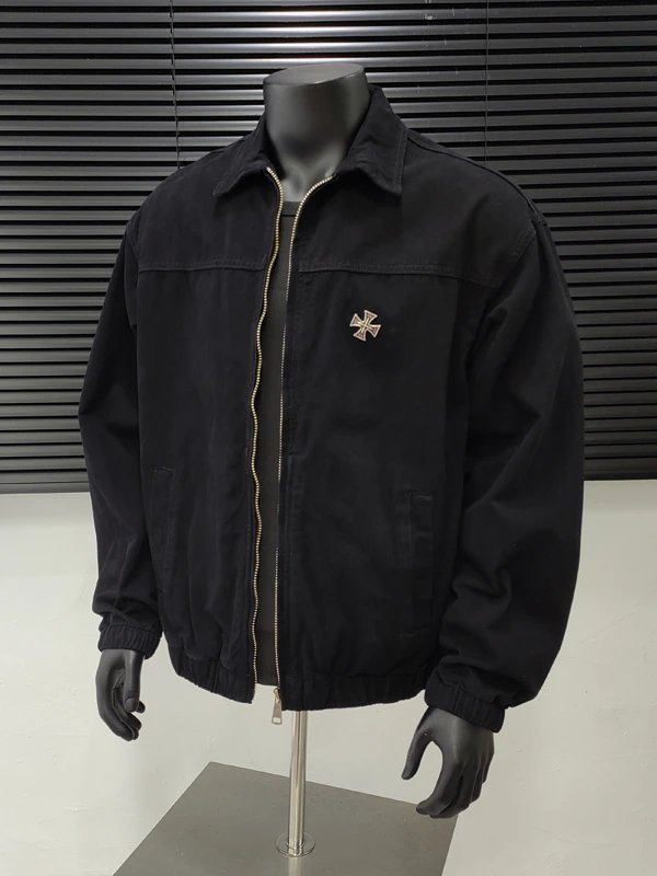 2025秋季新款美式复古高街潮牌绒面外套男宽松休闲翻领夹克上衣潮