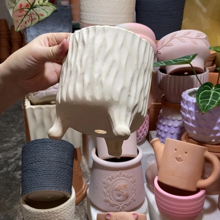 13×14白陶三脚树纹 粗陶1个