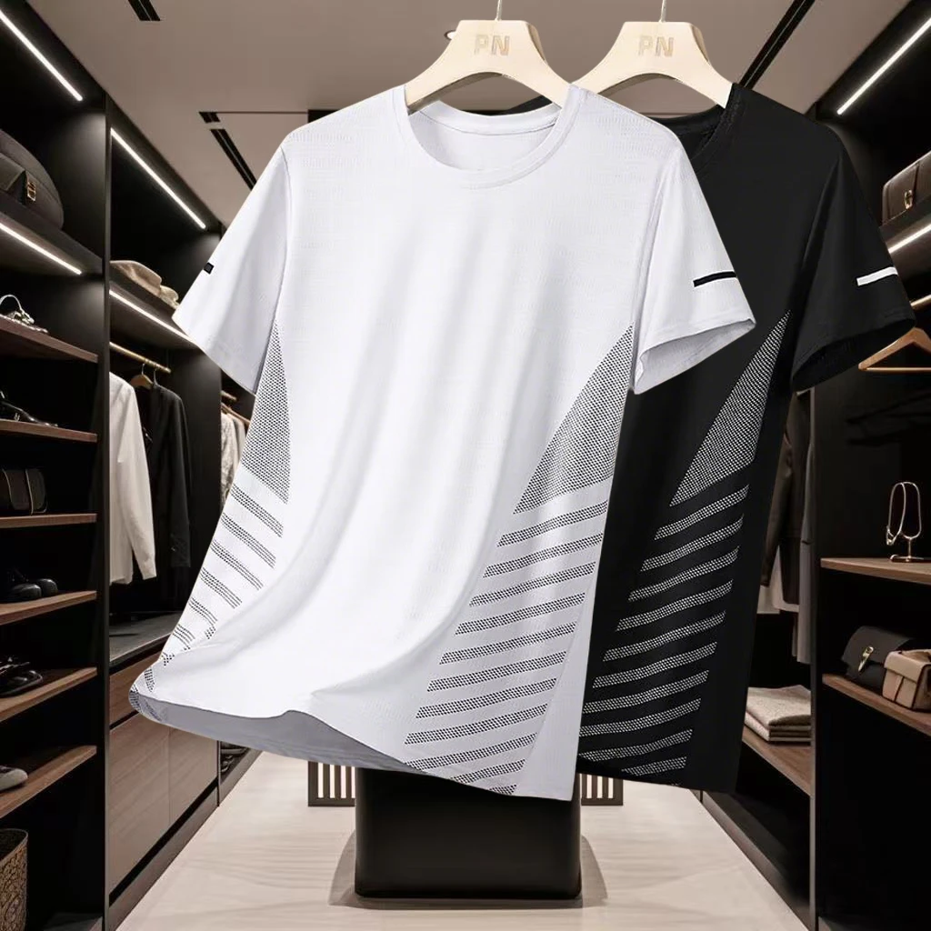 两件装 排汗T恤男款夏季凉感透气百搭网眼冰丝速干衣男士短袖上衣