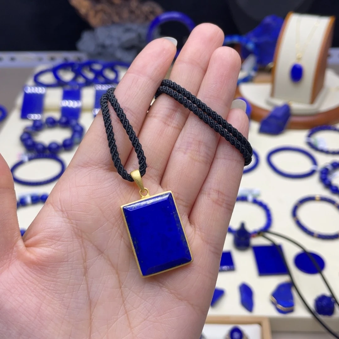 银S925镀金镶嵌青金石吊坠