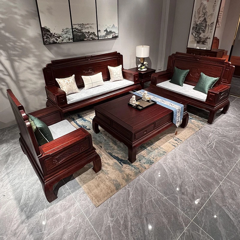 （5件套123）新中式鸿蒙沙发成套实木客厅沙发榫卯结构别墅家用