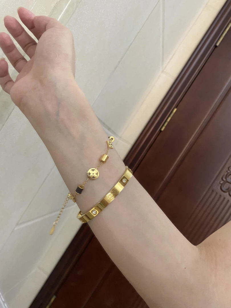 钛钢手镯 C2048老花小蛮腰手链钉钻手镯