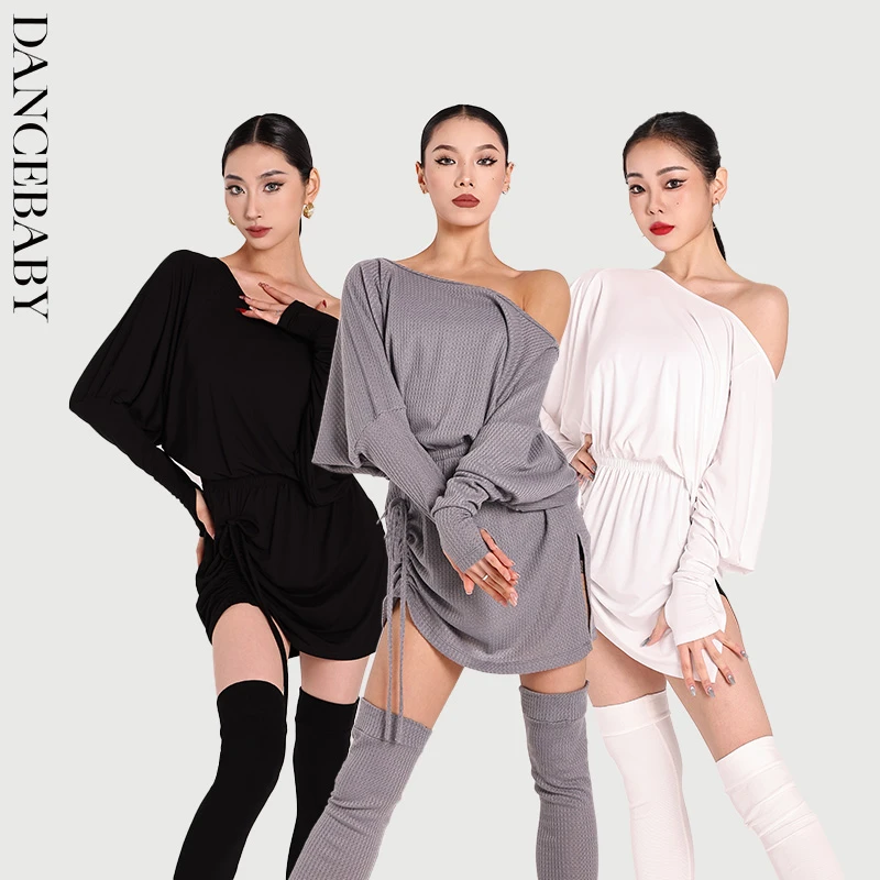 DANCEBABY新款拉丁舞服女成人舞蹈服高级感套装练功服连衣裙YD471