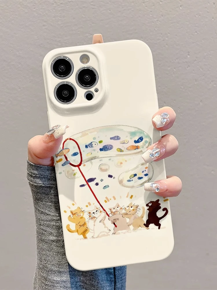 菲林软壳防摔捞鱼小猫适用苹果16华为reno13小米15vivox200 1加