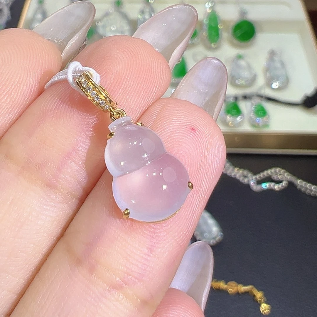 翡翠18K金镶嵌吊坠(不含链)小提溜