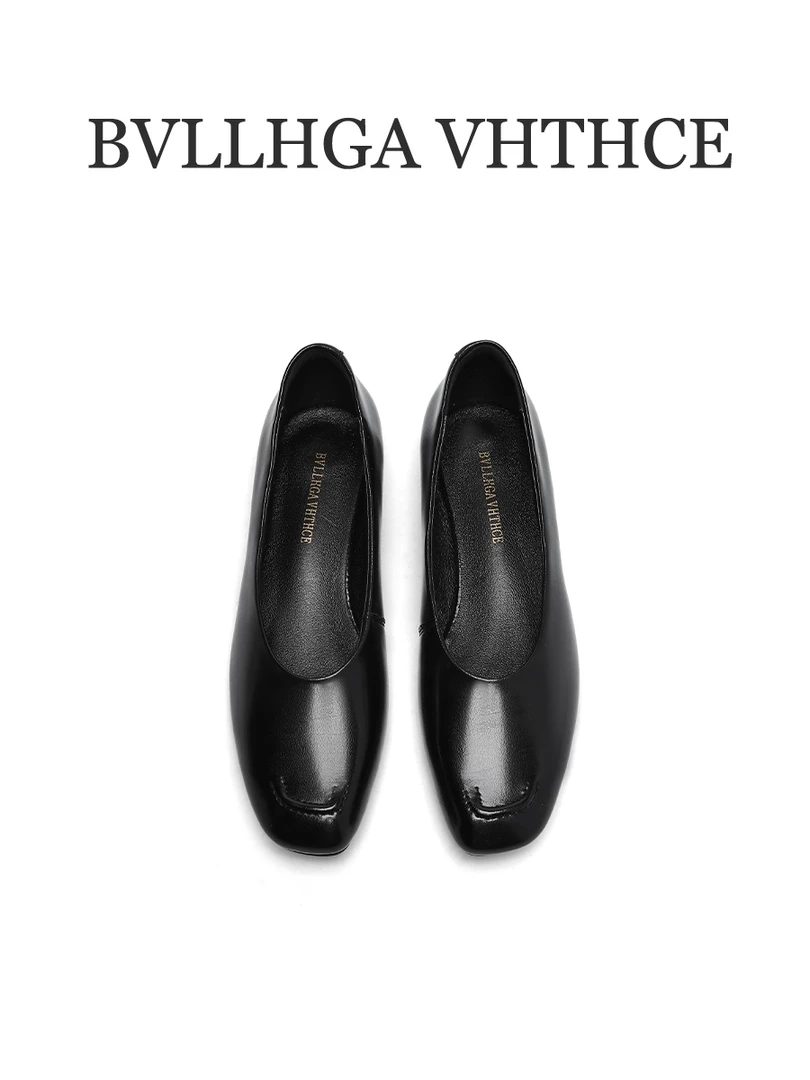 BVLLHGA VHTHCE新款钢琴烤漆底复古时尚百搭方跟胎牛皮单鞋女 D12
