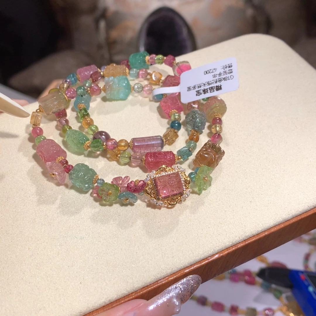 18K金镶嵌传家宝感觉多宝碧玺项链碧玺