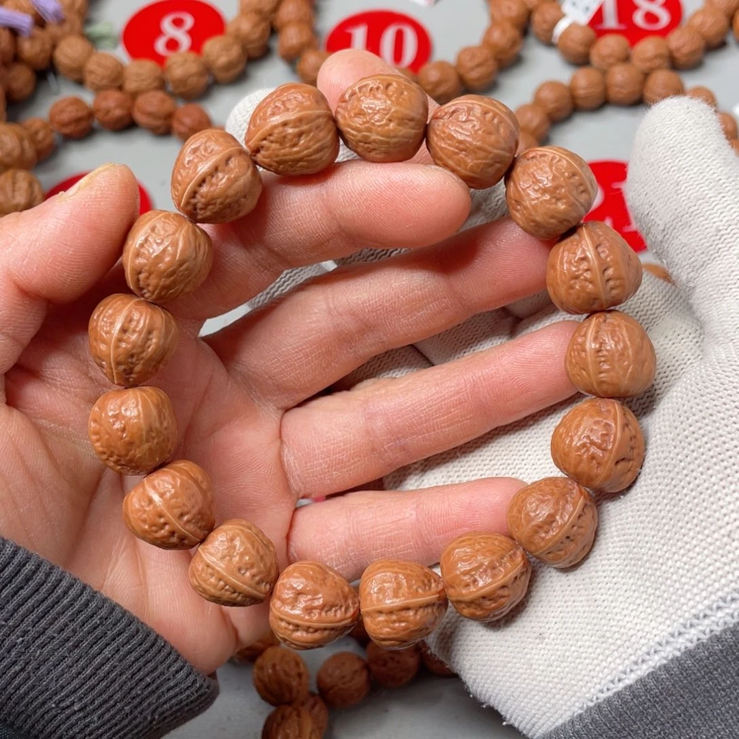 文玩核桃手串米**熊橘皮正三角小桃心15.5mm