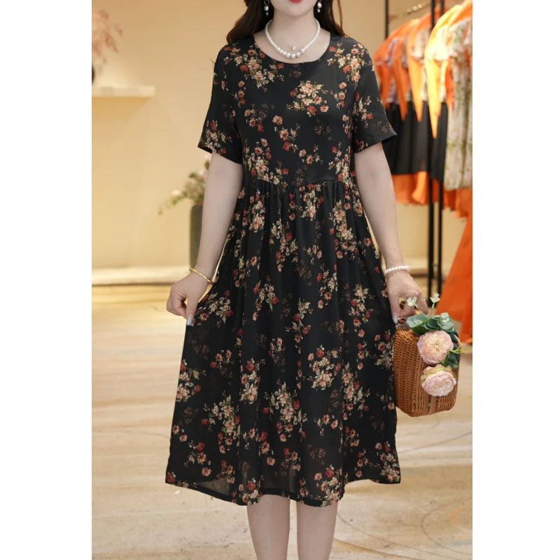 M1756女时尚连衣裙气质夏季休闲百搭中长款裙子