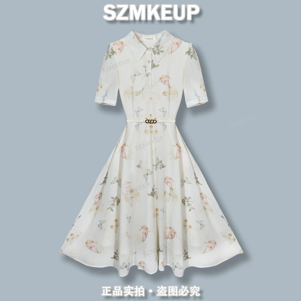 [深圳南油高定]专柜明星设计师同款短袖女连衣裙MU5037