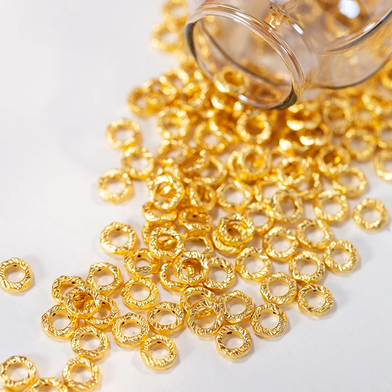 黄金盘缠散珠6mm/7mm隔珠足金999手串配件