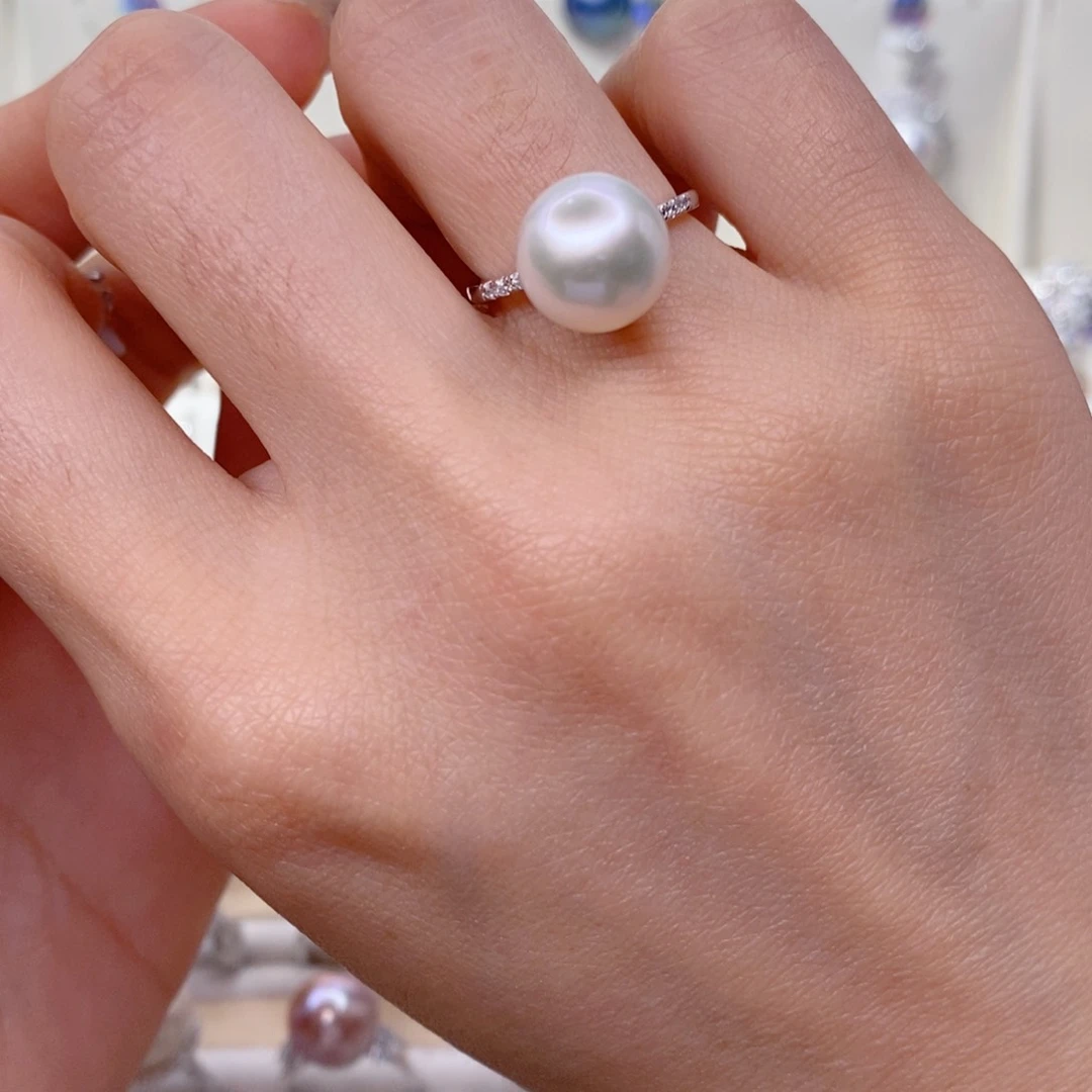 戒指银S925镶嵌淡水珍珠