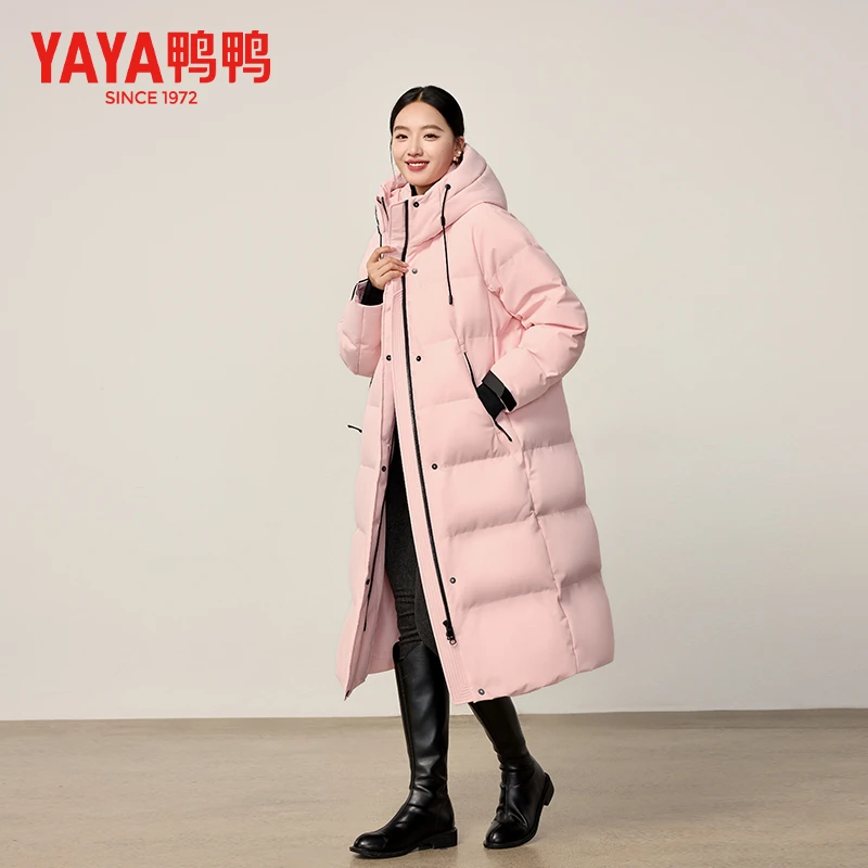 YAYA/鸭鸭户外女士过膝保暖休闲时尚轻暖感长款羽绒服YE4B619359M