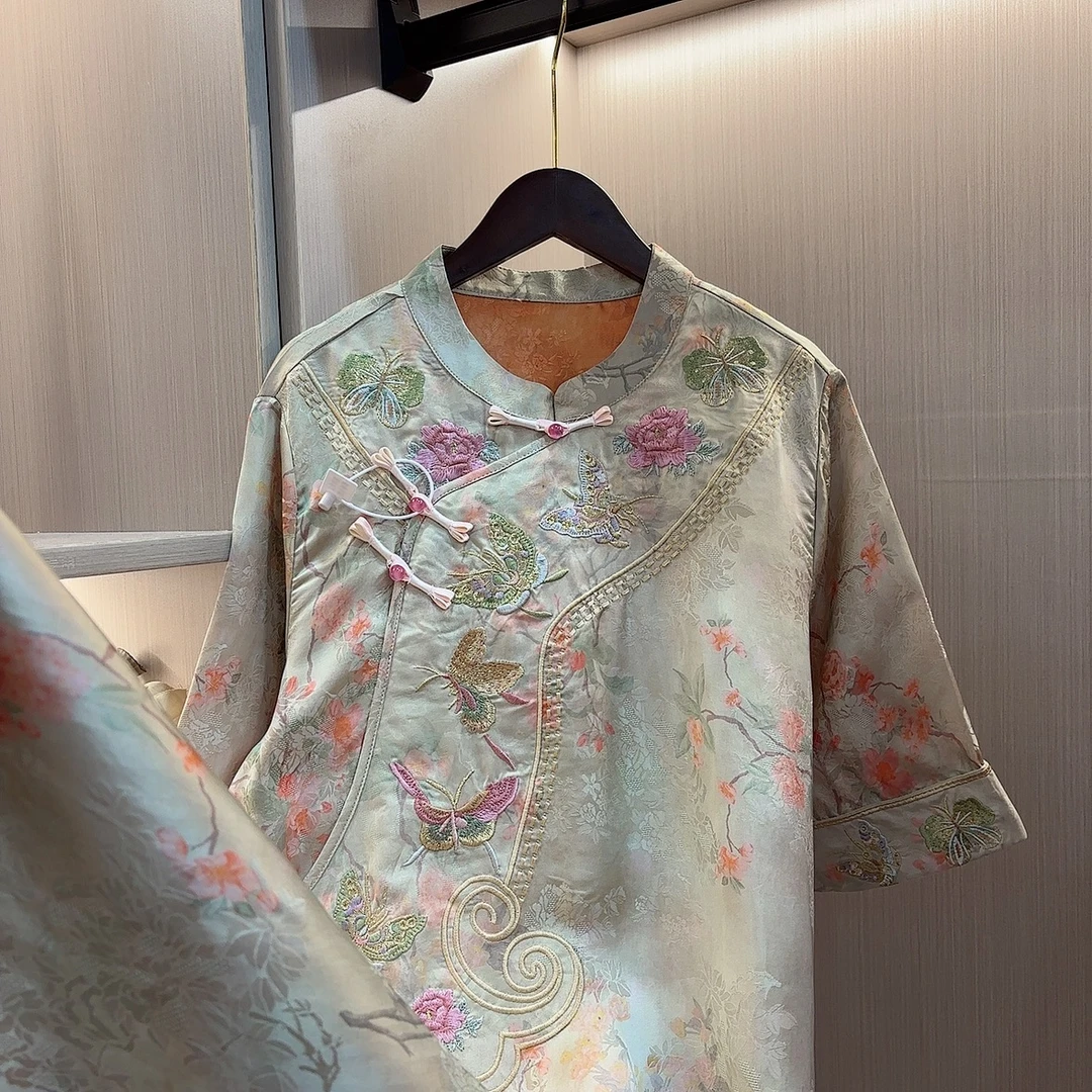 花想容-2025新中式中国风夏季复古改良旗袍显瘦连衣裙