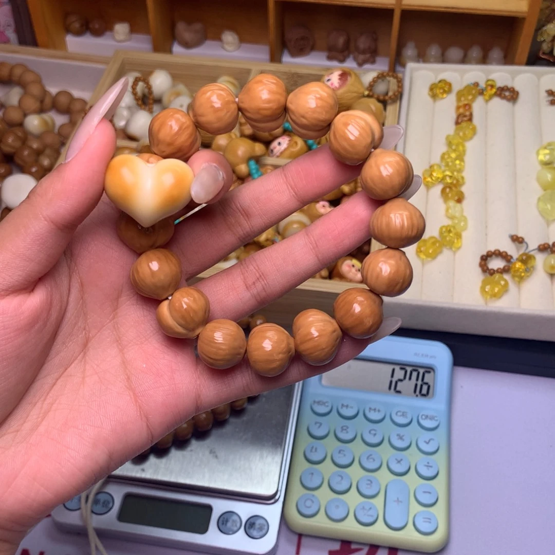 手串猴头核桃16蜜桃臀手串加炭烤爱心