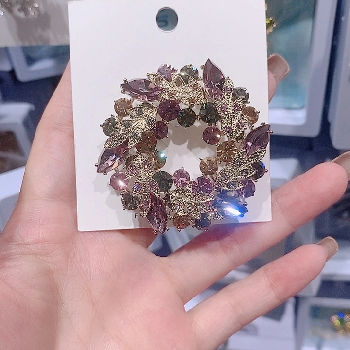 锆石铜合金紫荆花大号胸针