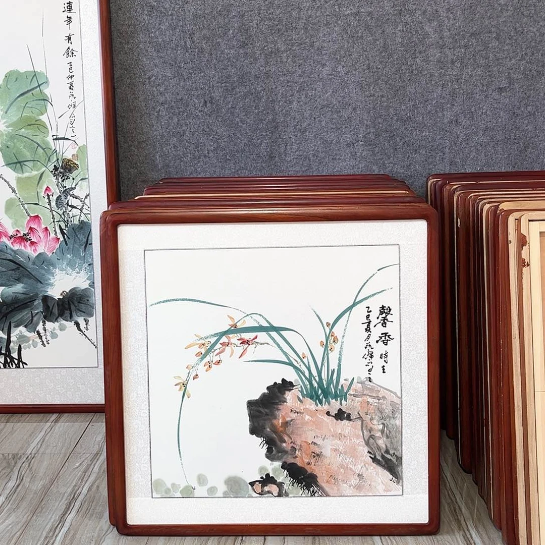 国画书画作品带框63×63