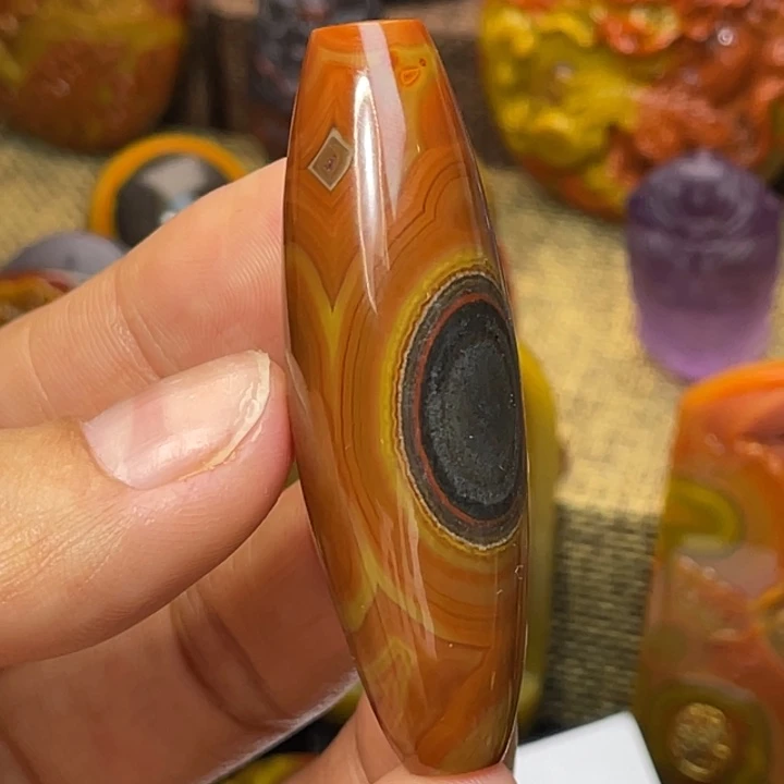 玛瑙/玉髓未镶嵌吊坠(不含链)红丝一线天眼天珠