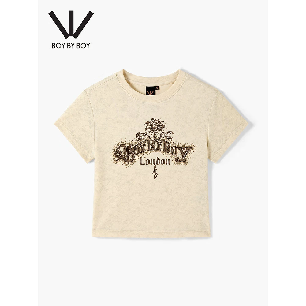 BOY BY BOY商场同款潮牌女装25秋修身高弹针织短袖T恤W01073 色 M