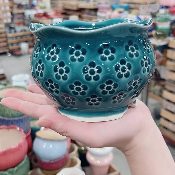 有孔.凑单10元陶瓷花盆发货！