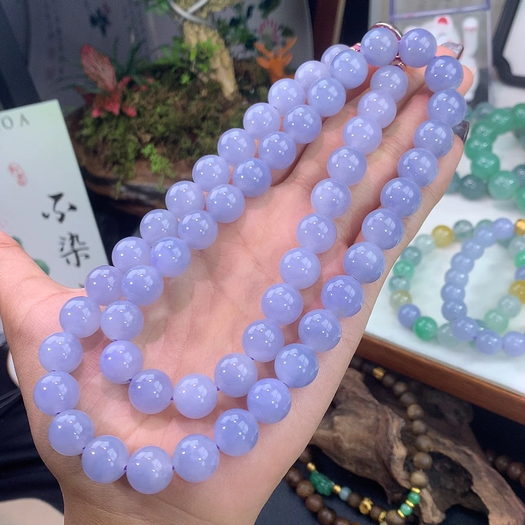 翡翠未镶嵌手链35号 紫罗兰项链卡11.3mm