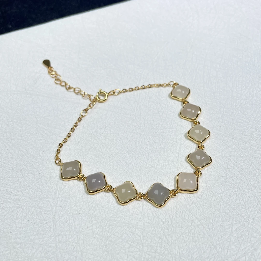 冰润和田玉四叶草手链s925 KT24112122