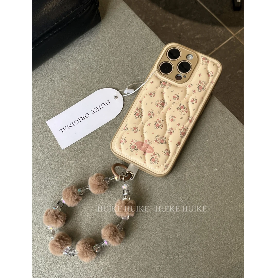 秋冬卡其碎花防摔适用苹果17手机壳iphone16/15/14/13promax气质