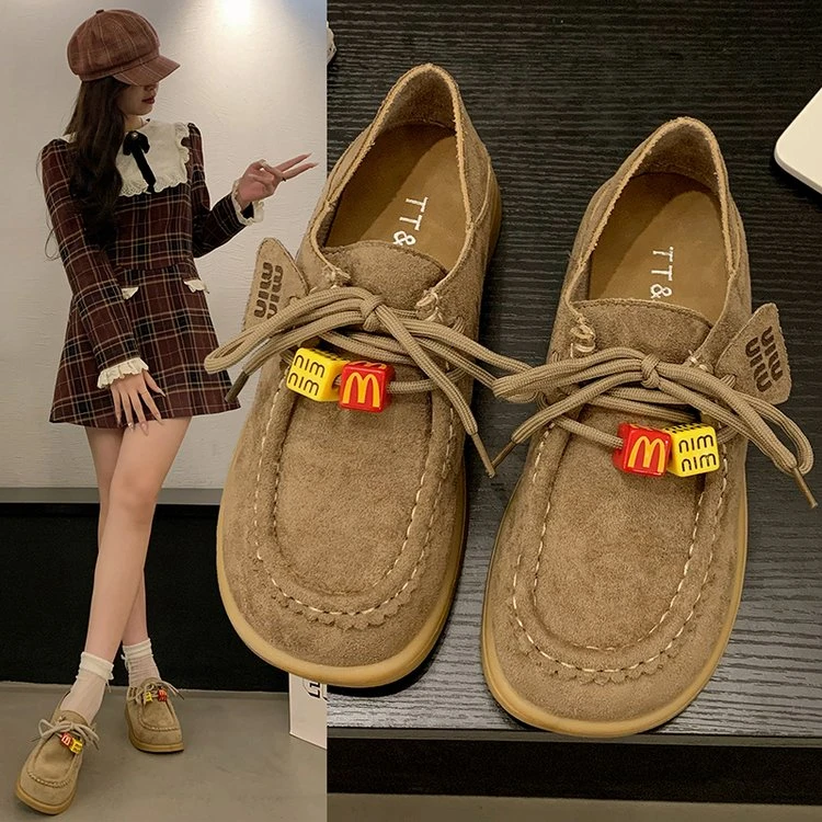 时尚勃肯鞋网红袋鼠鞋单鞋厚底百搭软底休闲鞋子女秋冬款豆豆鞋