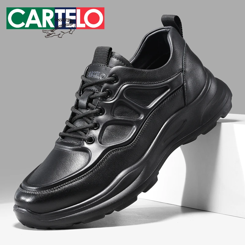 卡帝乐鳄鱼男士皮鞋秋季百搭全皮休闲鞋软底防滑舒适真皮系带男鞋