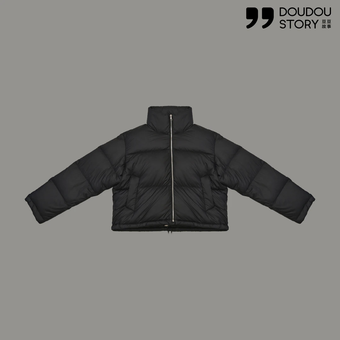 HALUNGLE/海伦格丽  22207  时尚休闲抽绳立领羽绒服外套