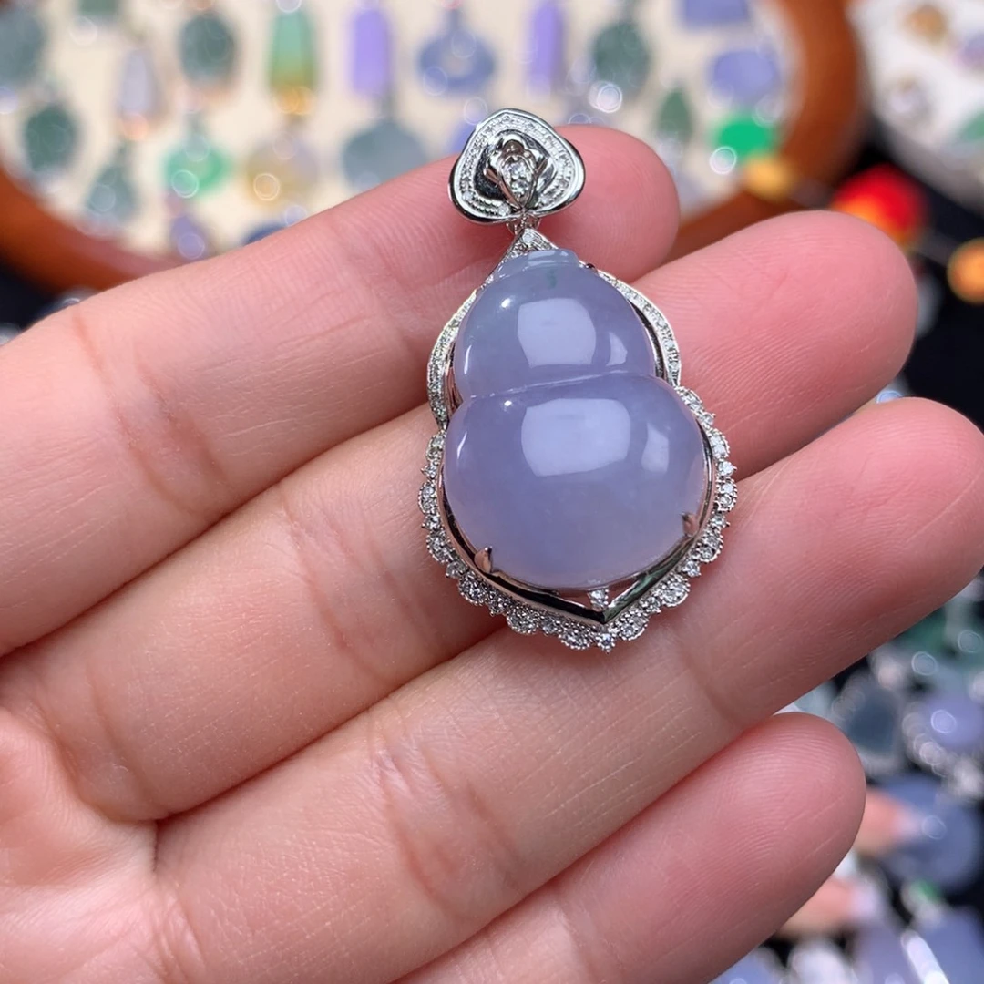 吊坠(不含链)18K金镶嵌翡翠