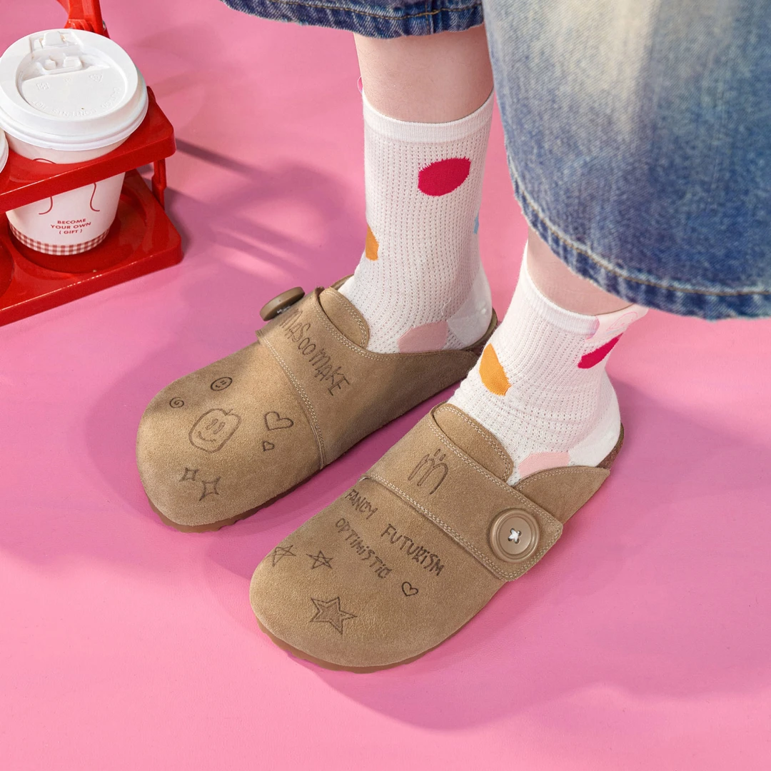 玛速主义2025年冬季新款平底懒人拖鞋休闲百搭勃肯鞋外穿包头半拖