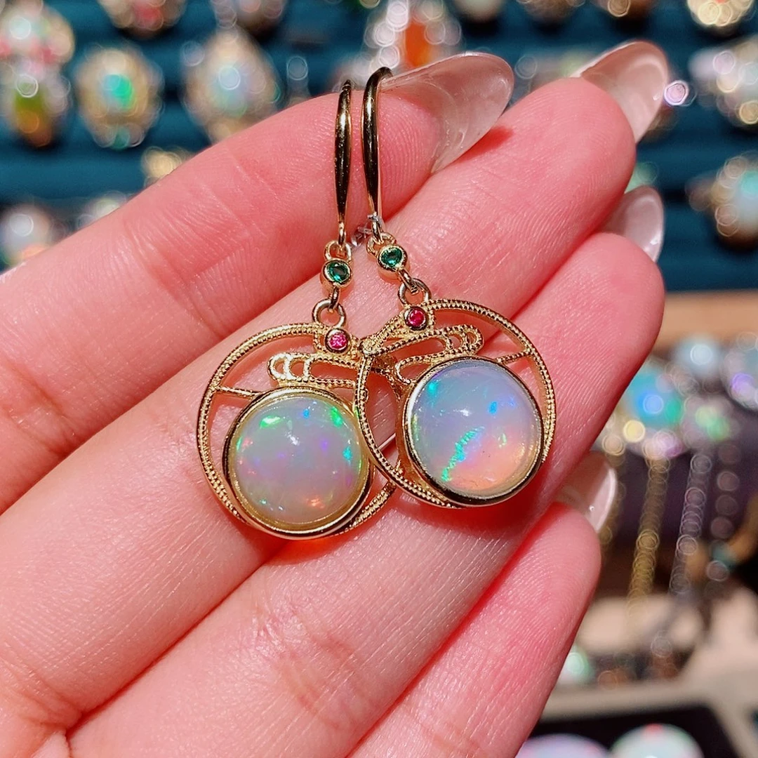 欧泊银S925镶嵌耳饰