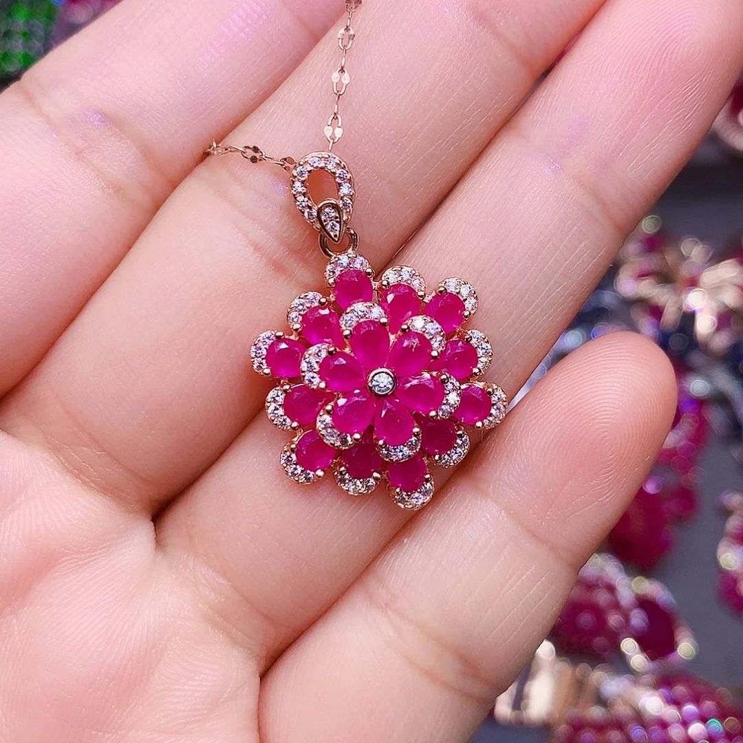 颈饰银S925镶嵌红宝石