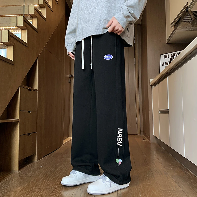 春秋季裤子男爆款2025新款阔腿直筒裤青少年学生卫裤运动束脚长裤